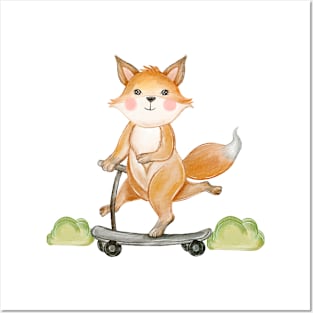 Fox Triple Legs Scooter Posters and Art